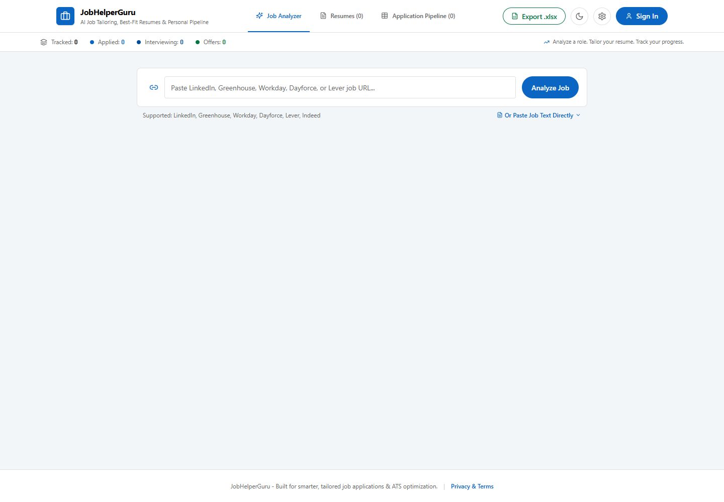 JobHelperGuru application screenshot